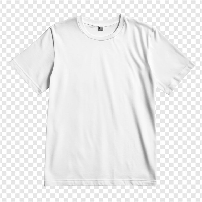 Mockup de remera blanca lisa sobre fondo transparente