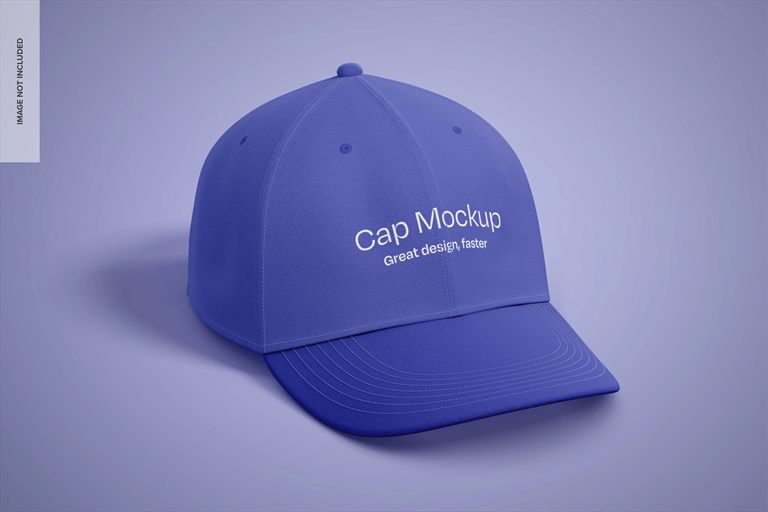 Mockup de gorra azul con bordado de ejemplo